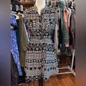 Speed Control Black and White Geometric Mini Dress